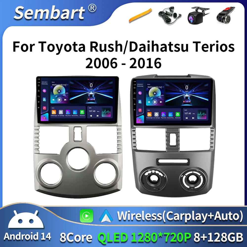 

Автомобильный радиоприемник для Toyota Rush DAIHATSU TERIOS 2006-2011 2016, беспроводной CarPlay Android Auto 4G DSP, автомобильный мультимедийный GPS DVR, WIFI BT Cam