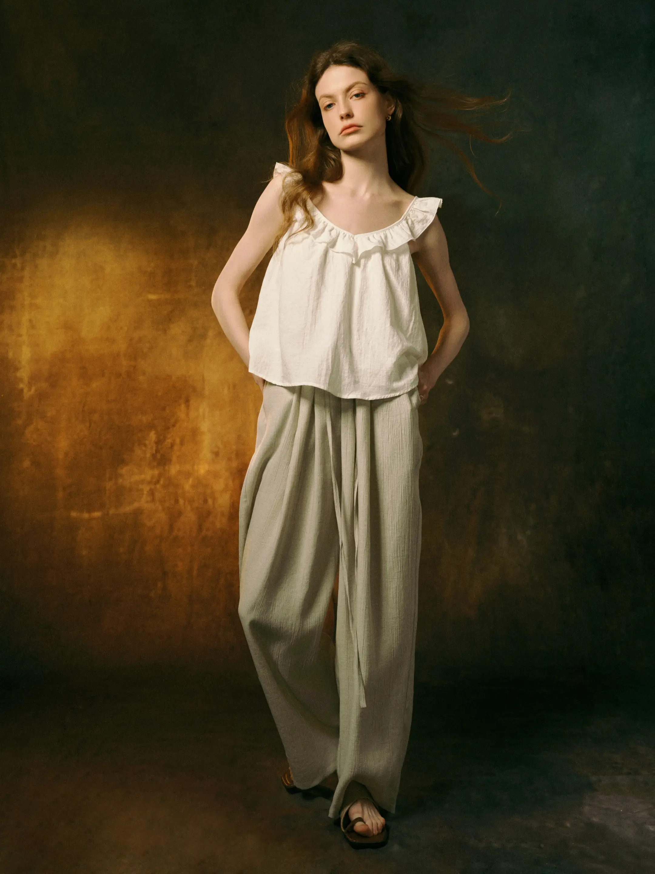 

Длинные брюки INGE с эластичной текстурой, напоминающей кости, с высокой талией, прямые, повседневные, женские, премиум-класса