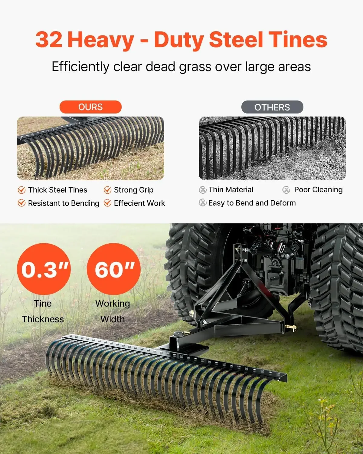 Pull-Behind Thatch Remover, 60