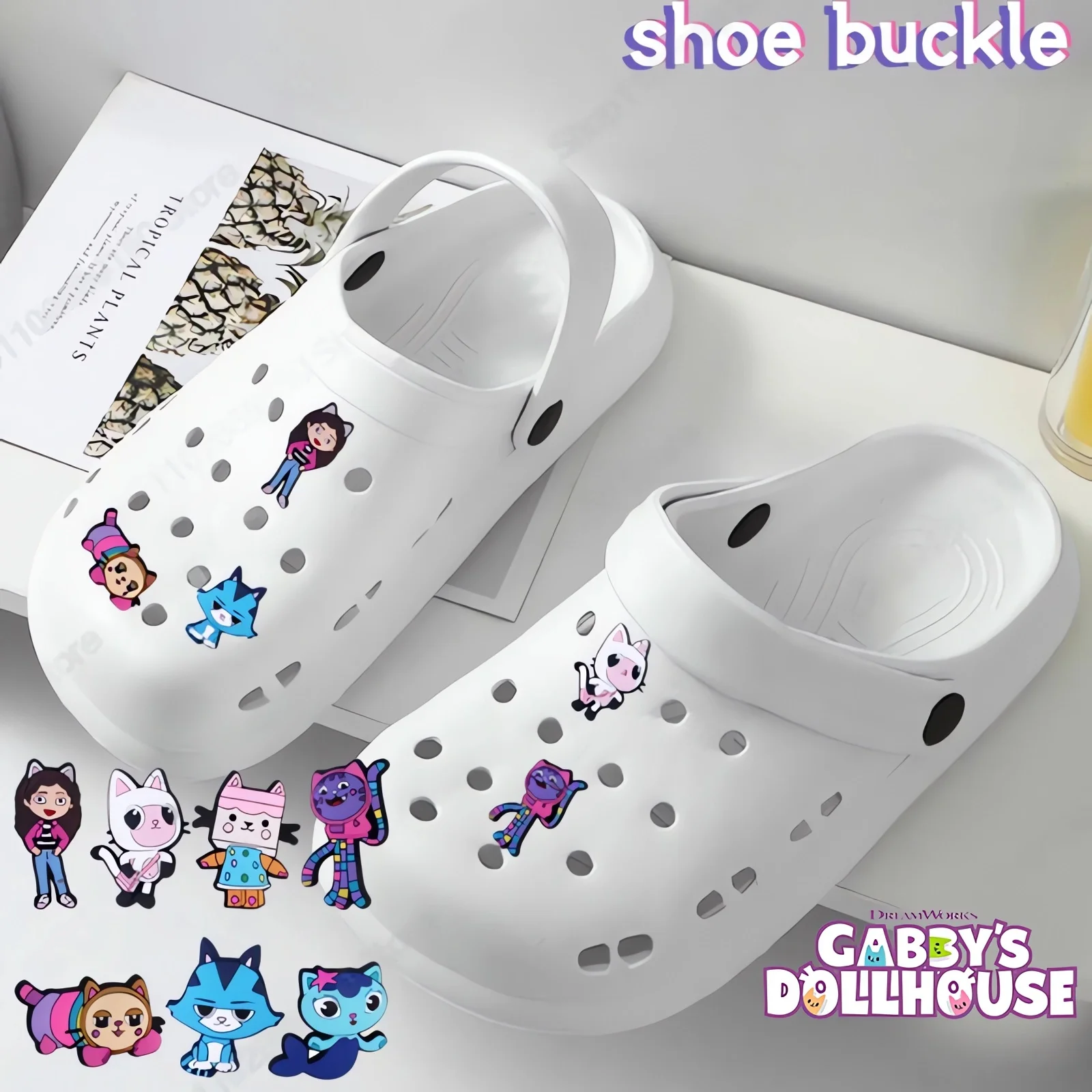 Gabby Dollhouses Hole Slipper Buckle Cute Shoe Silicone Decoration Shoe Buckle Slipper Sandal Shoe Accessorie Girl Birthday Gift