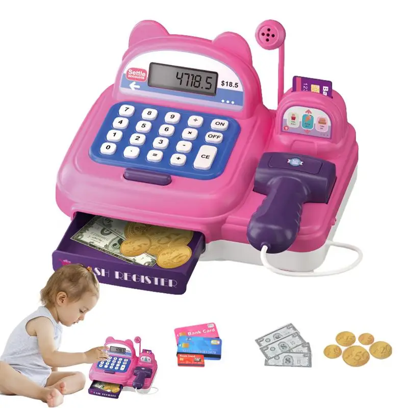 

Pretend Play Cash Register Kids Register Playset Mini Supermarket Set Simulation Food Calculation Checkout Counter Pretend Plays