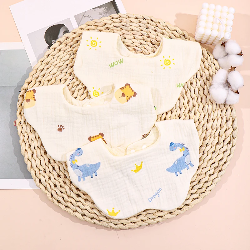 1PCS Baby Feeding Bibs 6 Layers Cotton Petal Infants Print Crepe Saliva Towel Newborn Toddler Soft Burp Cloth Kid Bib