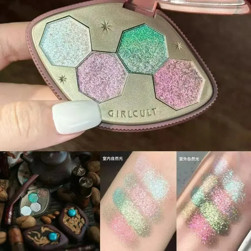 Girlcult Loulan 4Color Chameleon Eyeshadow Highlight Matte Pearl Shimmer Light Smoky Dark Long-lasting Face Makeup