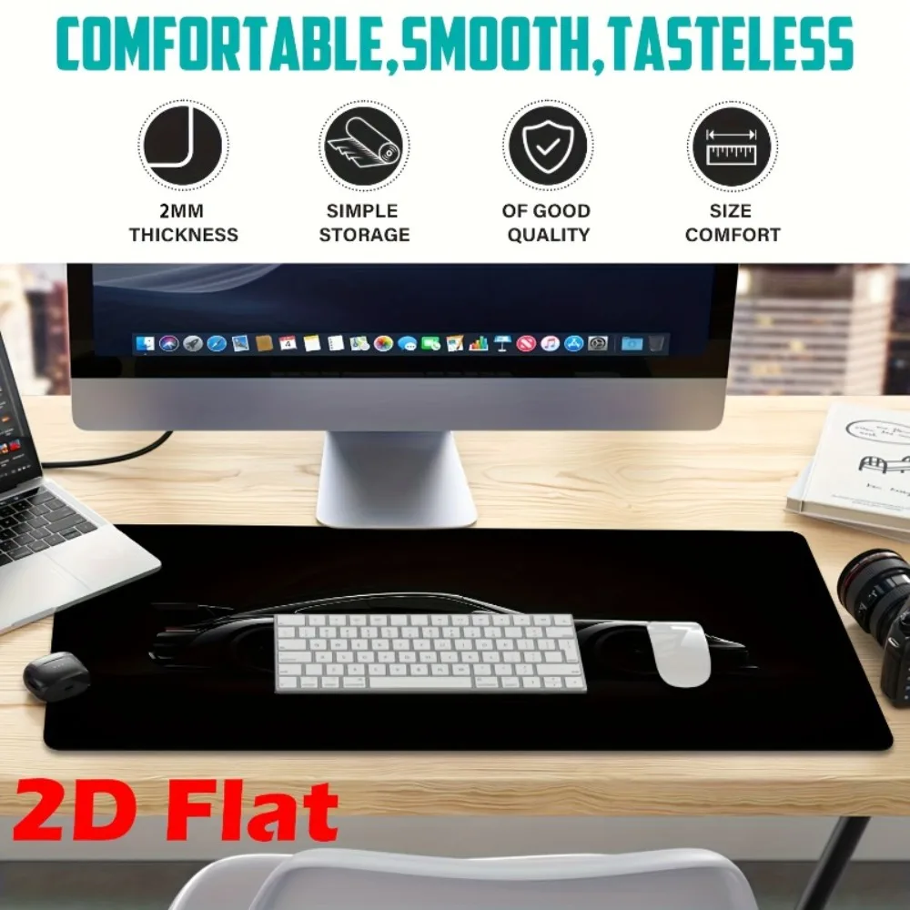 CIFbuy Matte Black Racing Car Mouse Pad Non-Slip Rubber Gaming Desk Mat Flat Keyboard Computer Office Extended Mousepad