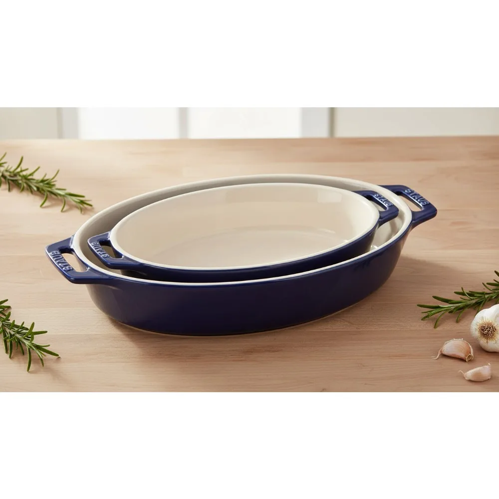 

Набор керамических блюд премиум-класса из 2 предметов, безопасный для духовки до 572 ° F, темно-синий — идеально подходит для домашних пекарей и любителей приготовления пищи