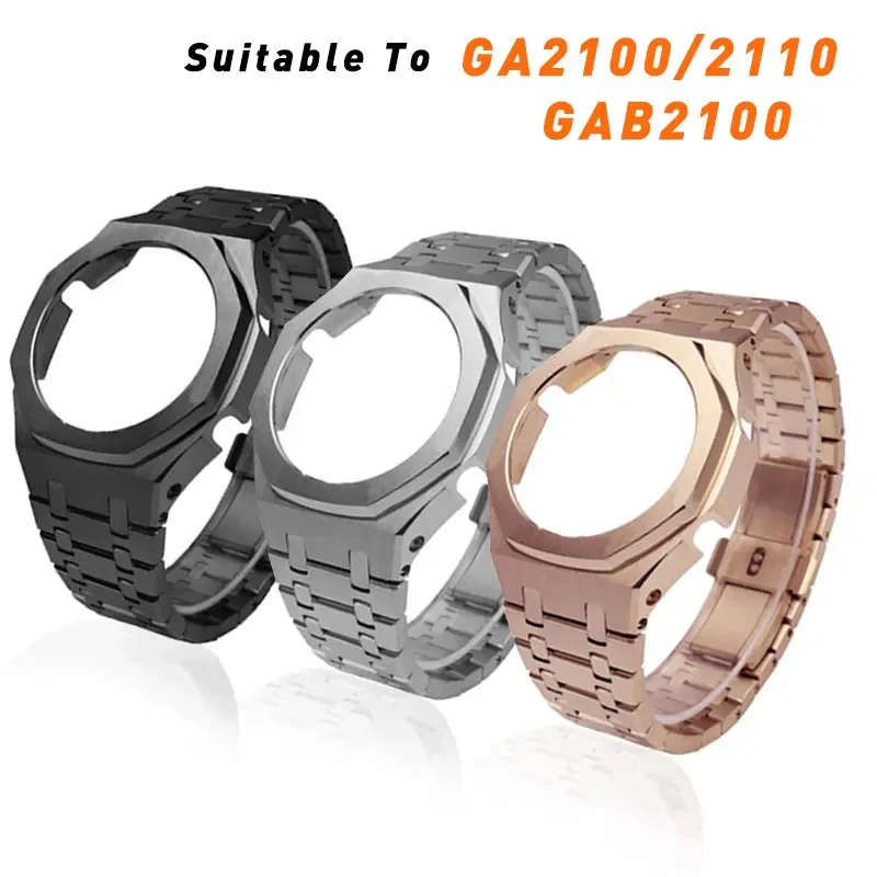 Gen 5 Polishing Metal Mod Kit GA-2100 Stainless Steel Watch Case Strap for Ga2100 Ga 2110 Bracelet Bezel DIY Replacement  Part