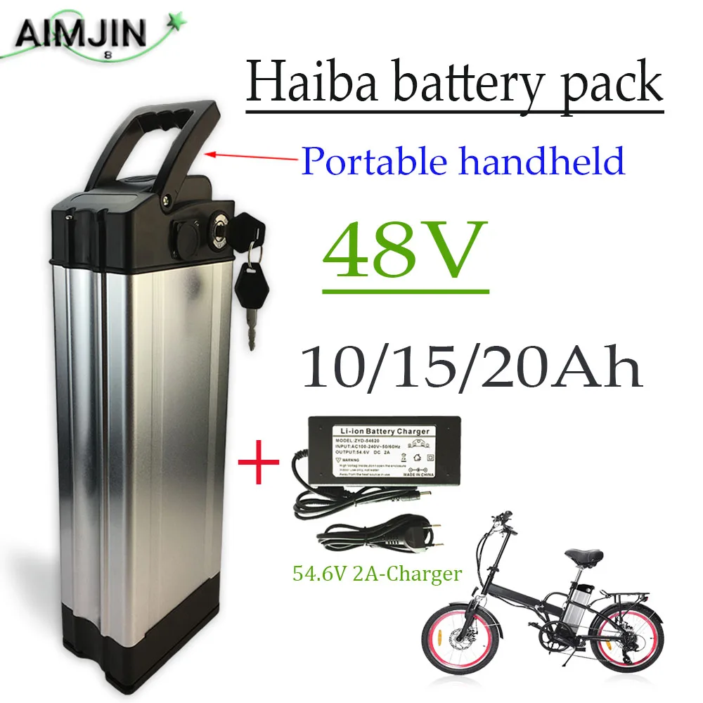 

Haiba, Battery Pack 48V 10ah, 15Ah, 20Ah, 1000W, 18650, High Power Rechargeable Li-ion Battery Haiba Battery + Charger