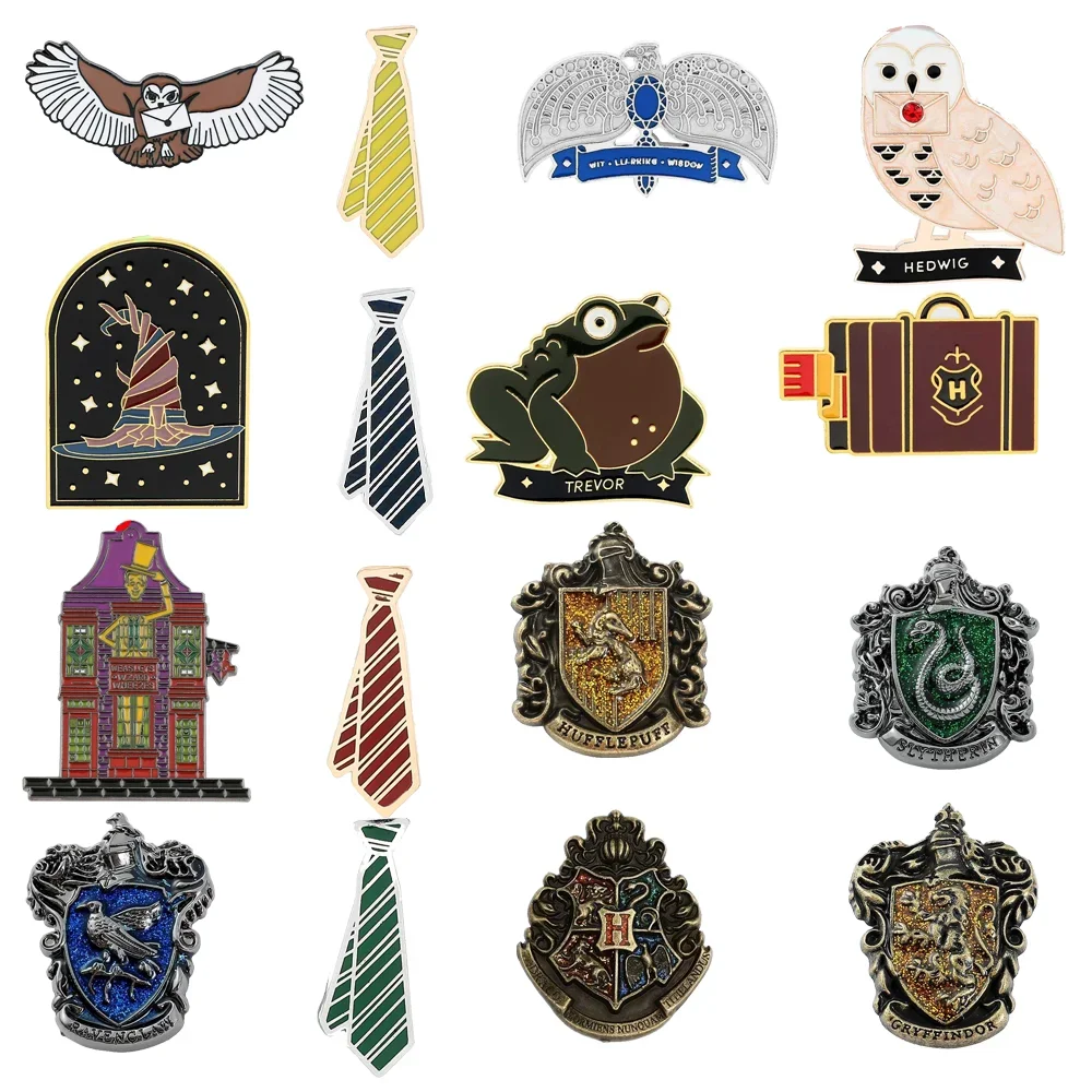 

Набор из 16 креативных мультяшных брошей: модные эмалевые значки с эмблемой школы Гарри Поттера, металлические значки-украшения для одежды и рюкзаков