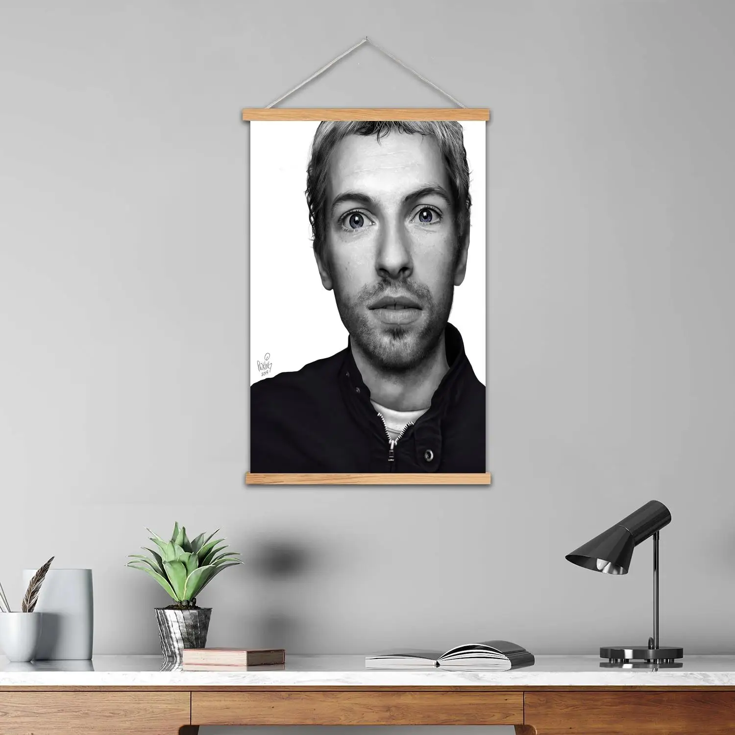 Chris Martin Framed Wall Painting Canvas Art Poster, Wall Art  Modern Family Bedroom Decor Posters,Decorative painting