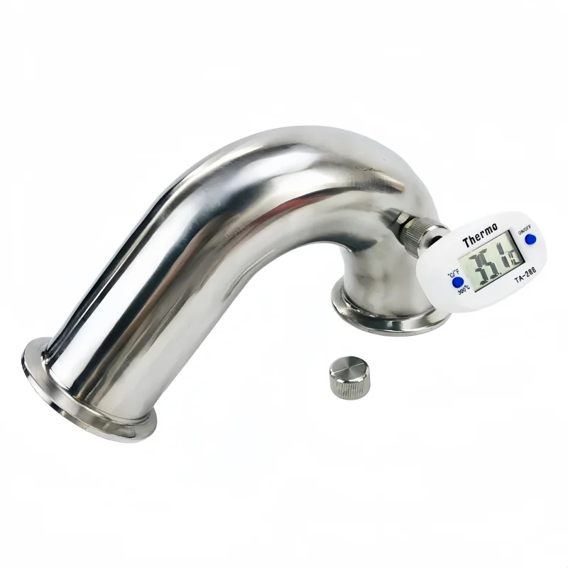 1.5'(38mm)OD50.5mm, 135 Degree Pipe Bend With Thermowell Nipple And Plug, Tri-clamp Connection Elbow Pipe Fitting, SS304