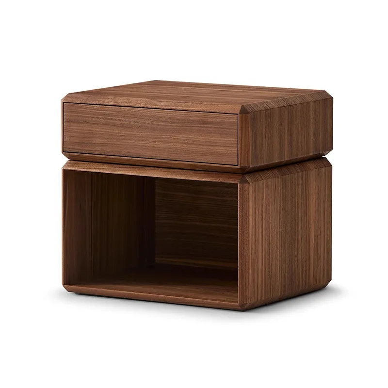 

North American black walnut bedside table, retro wabi-sabi wind, solid wood, master bedroom rotating storage