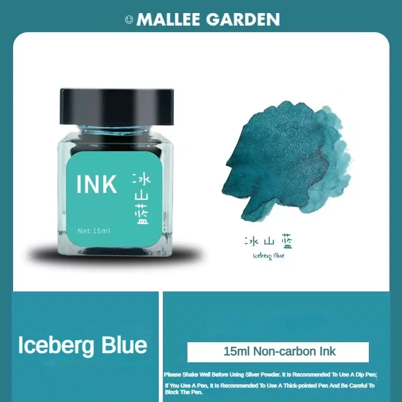 MALLEE GARDEN 15ml Non-carbon Fountain Pen Ink Cartridge Refill Glass Bottled Ink School Office Supplies for JINHAO HONGDIAN