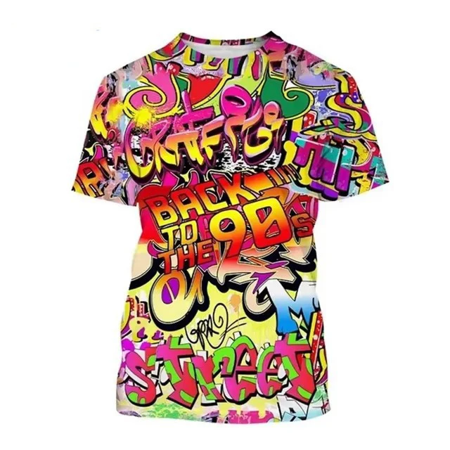 New Graffiti 3D Print T-Shirts Men's Crew Neck Short Sleeve T Shirt Oversized Hip Hop Streetwear Tees Harajuku Tops Man Clothing