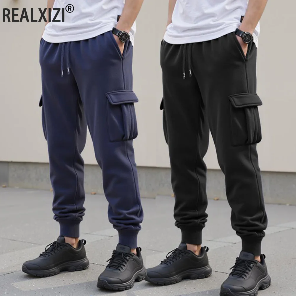 Spring/Autumn Men's Casual Cargo Pants Streetwear Outdoor Comfortable Elastic Waist Drawstring Joggers Hiking Sports Pants