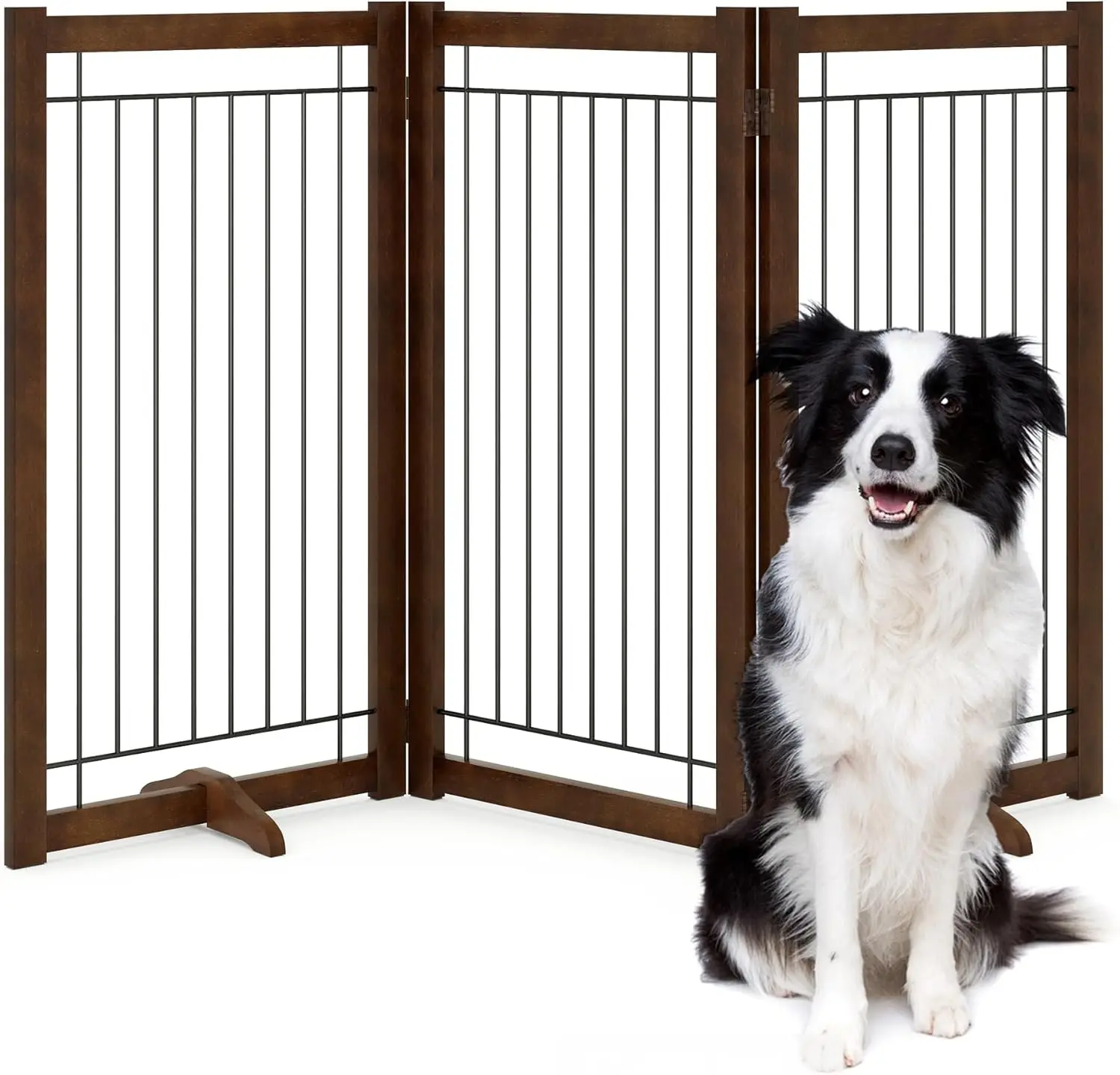 

Деревянный вольер-ограждение для собак, прочный каркас, защита от жевания, 3 секции, высота 36 дюймов, ширина 60 дюймов, складной, для использования в помещении