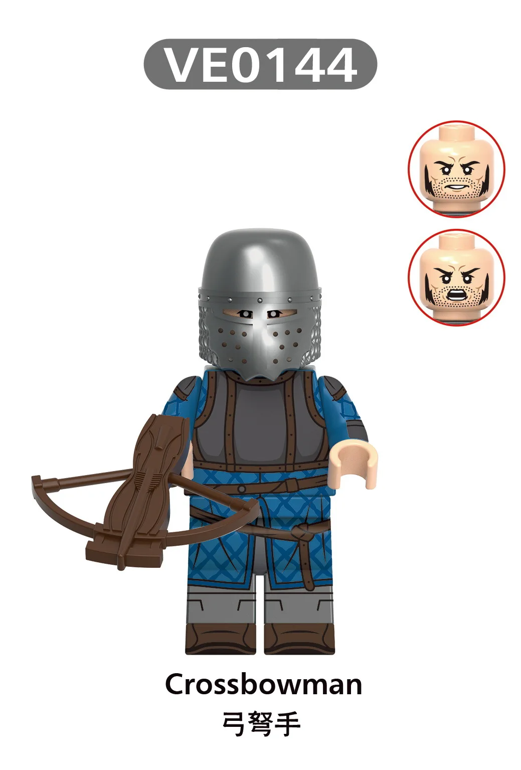 V1006 Mittelalterliche Serie Soldat, Miliz, Krieger, Armbrustschütze Baustein-Spielzeugfigur – Detail 8