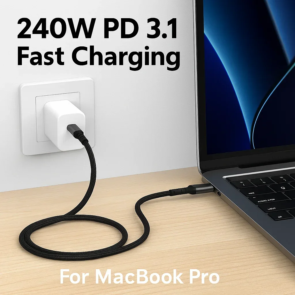 Parallel World 240W USB-C to USB-C PD 3.1 Cable, Laptop Fast Charging for MacBook, USB-C Laptops & iPhone 15/16