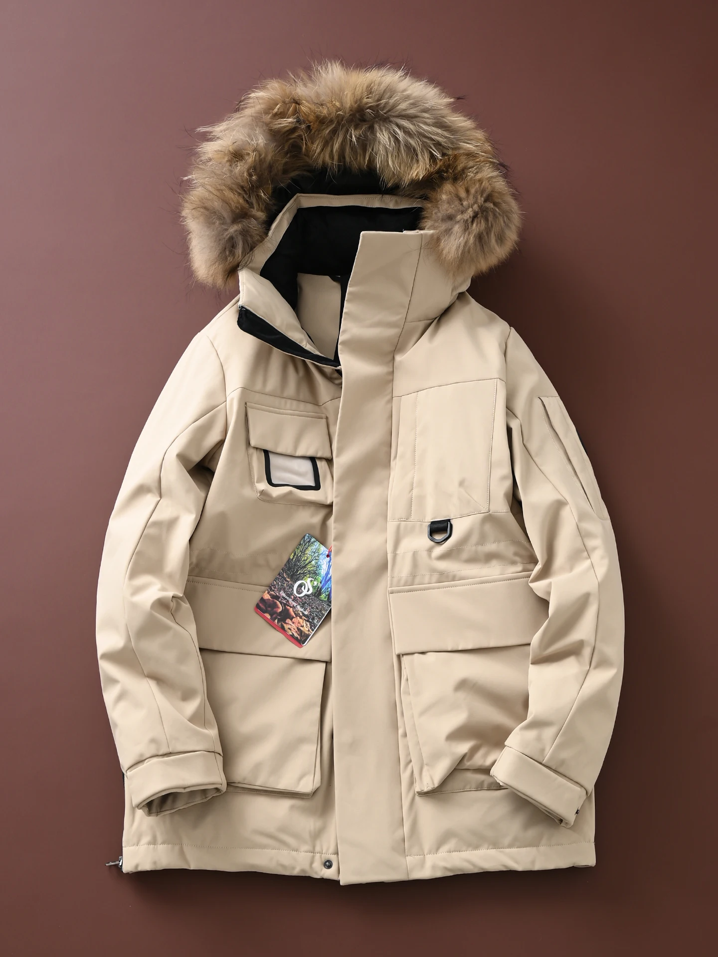 

Мужская пуховая куртка со съемным большим меховым воротником, зимняя уличная спецодежда, пальто с большими кетами, повседневная одежда средней длины