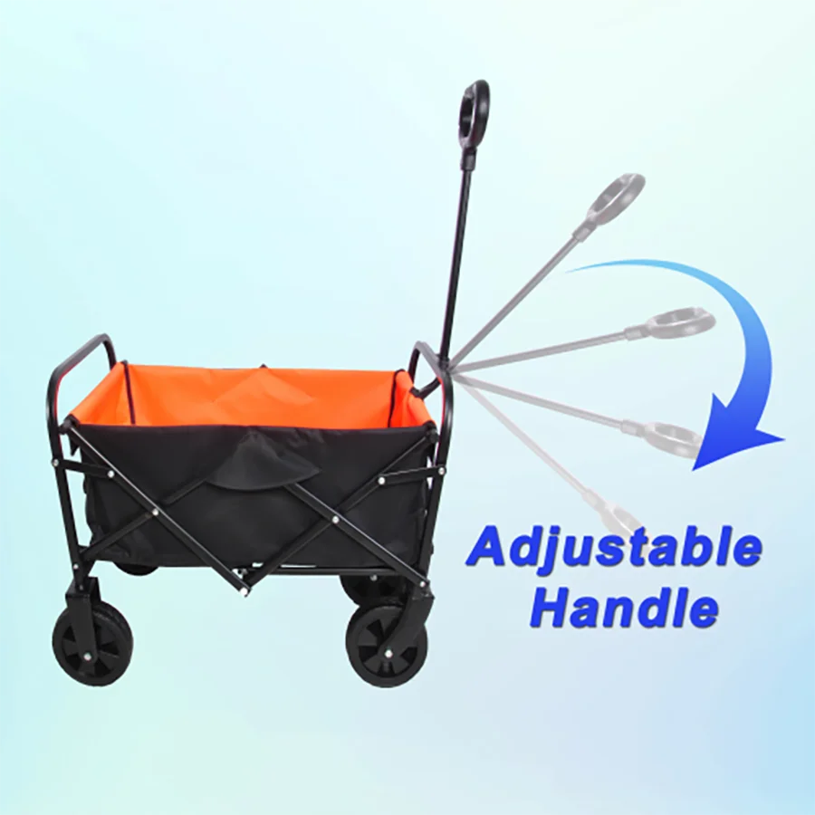 Mini Folding Wagon Garden Shopping Beach Cart (black+yellow)