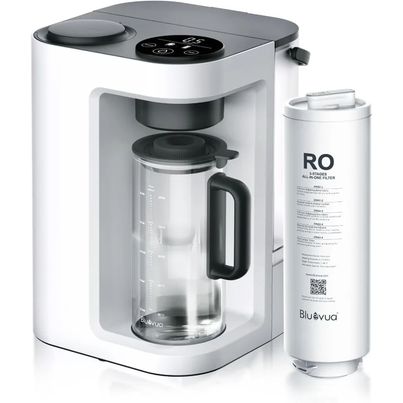 Bluevua RO100ROPOT-LITE Countertop Reverse Osmosis Water Filter System, 5 Stage Purification, 3:1 Pure to Drain,Water Purifier