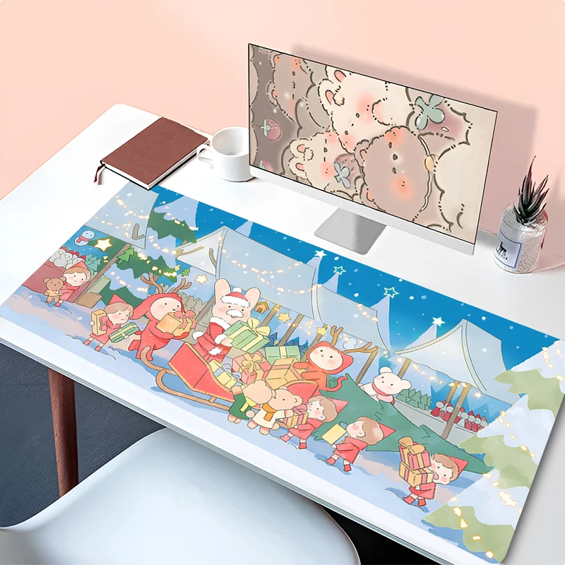 

Christmas Market Large Mouse Pad Anime Cute Natural Rubber PC Computer Gaming Mousepad Desk Mat Cartoon Kawaii Keyboard Rug XXL