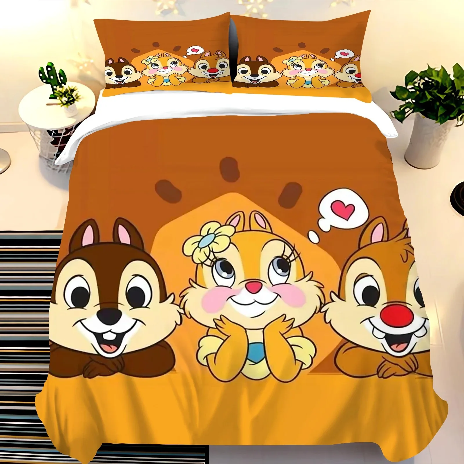 3D Printed Cartoon Squirrel Bedding Set for Boys Girls Duvet Cover And Pillowcase Twin Queen King Full Single Double Sizes