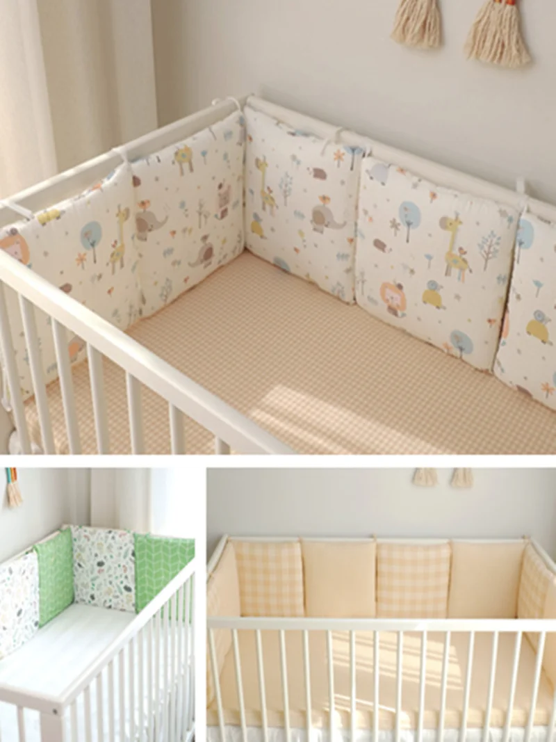 6pcs Baby Bumpers for Crib 30x30cm Cartoon Bedding Set Protector for Infant Boys Girls Nursery Furniture Kids Cot Bed