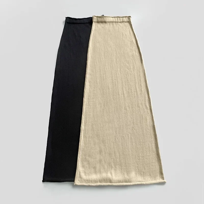 Luxe Halve Rok Herfst Super Comfortabele Halve Rok ~ Luie En Elegante A-Lijn Lange Ongebonden Gebreide Gekrulde Halve Rok 2024