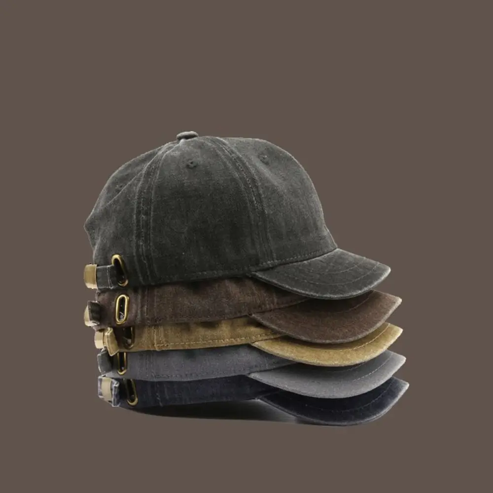 Visor Cap, einfarbig, kurzer Schirm, Baseballkappe, verstellbar, aus gewaschener Baumwolle, im Trucker-Stil, „Dad Hat“, Sonnenschutz, Hip-Hop-Kappe, Mütze für Mädchen. – Detail 3