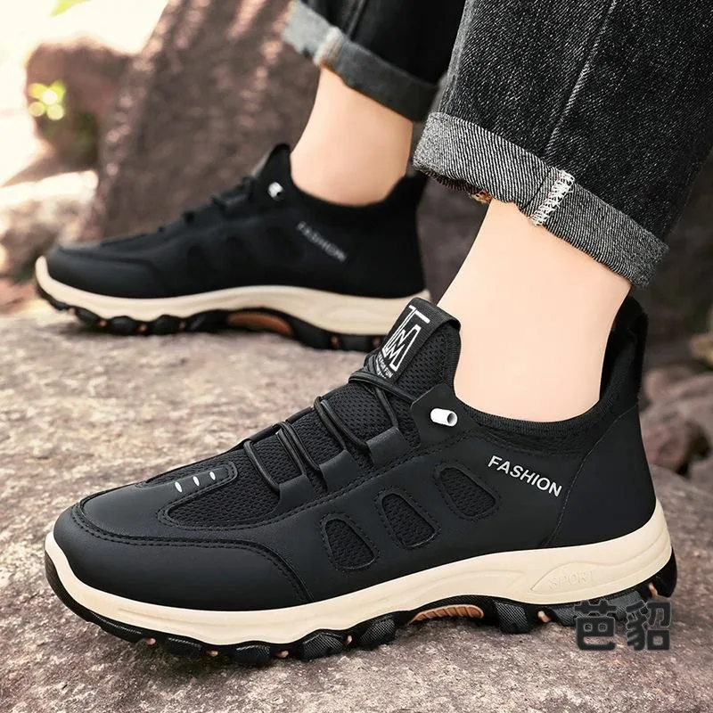 Men's Outdoor Climbing Shoes Spring Sport Casual Wear-Resistant Anti-Slip Breathable Travel Shoes Middle-Aged And Elderly Dad...