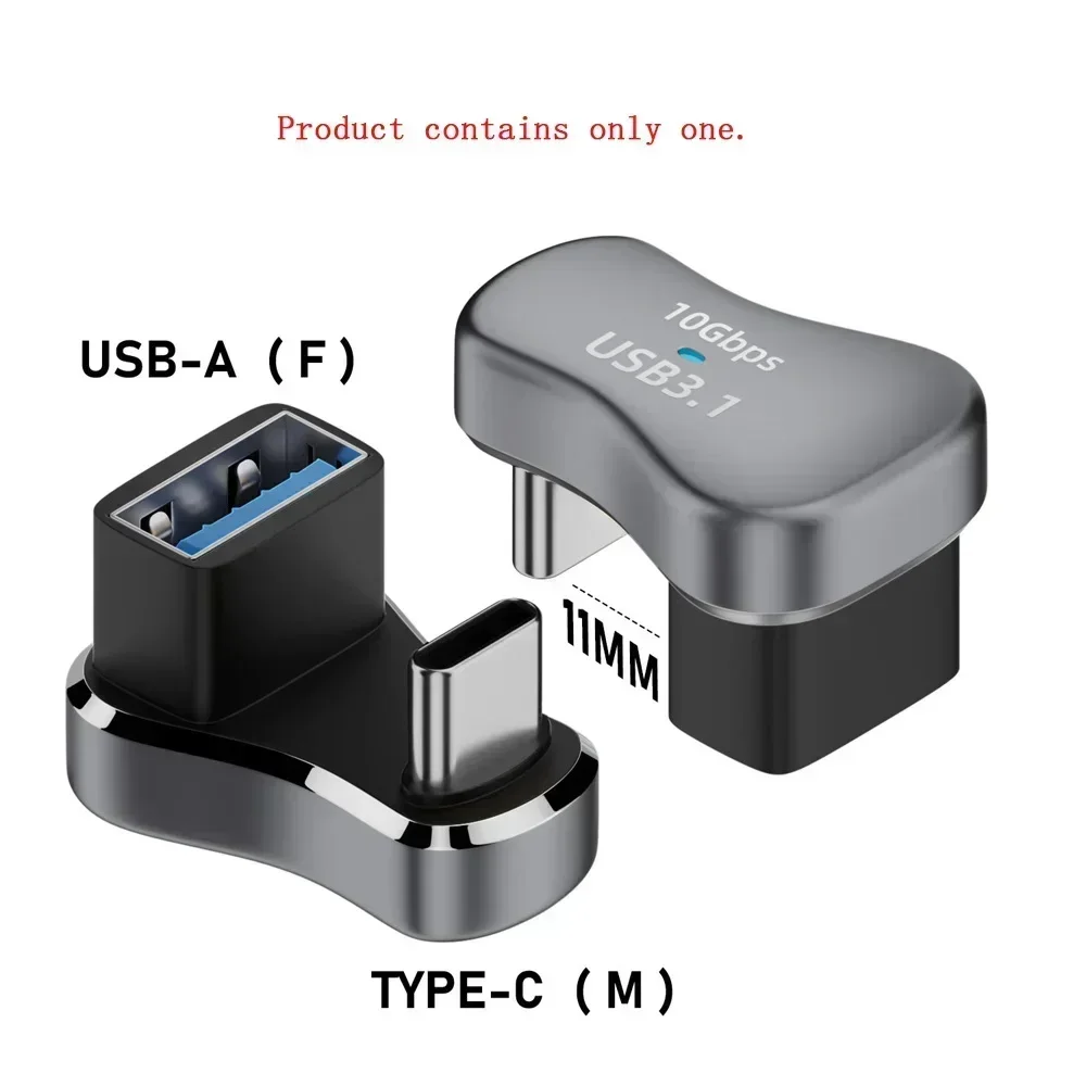 180 Degree U-shaped 100W USB 3.1 Type C /USB Male To Female Adapter OTG 10Gbps Fast Data 4K Tablet USB-C Charging Converter Tool