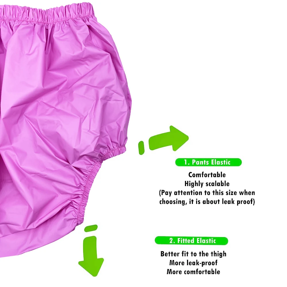 ملابس داخلية مضادة للتسرب للبالغين من أجل سلس البول، غطاء حفاضات للبالغين قابل للغسل منخفض الضوضاء وقابل لإعادة الاستخدام، سروال بلاستيكي أرجواني #5