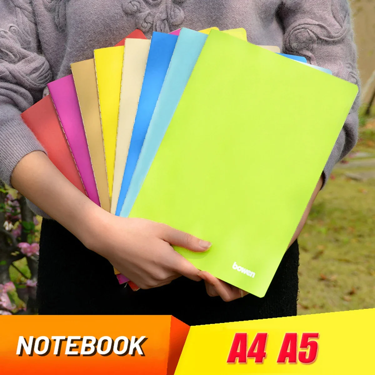 8 Colors A4/A5 Solid Color Notebook Minimalist Portable Notepad Rainbow Sewing Notebook Car Sewing Pocket Notebook