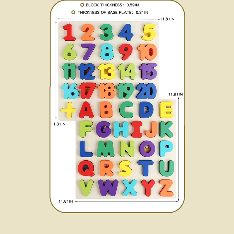 1 قطعة لعبة ألغاز خشبية لتعلم الأبجدية مع أنماط حيوانات كرتونية لوحة بناء تعلم الكلمات للأطفال من سن 3 سنوات فما فوق