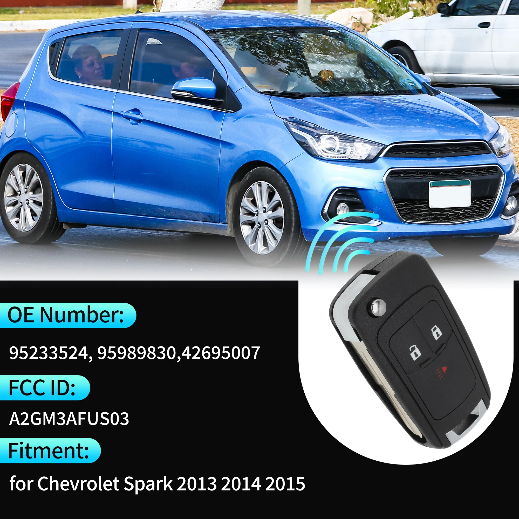 UXCELL A2GM3AFUS03 315Mhz Keyless Entry Remote Smart Key Fob for Chevy Spark 2013-2015