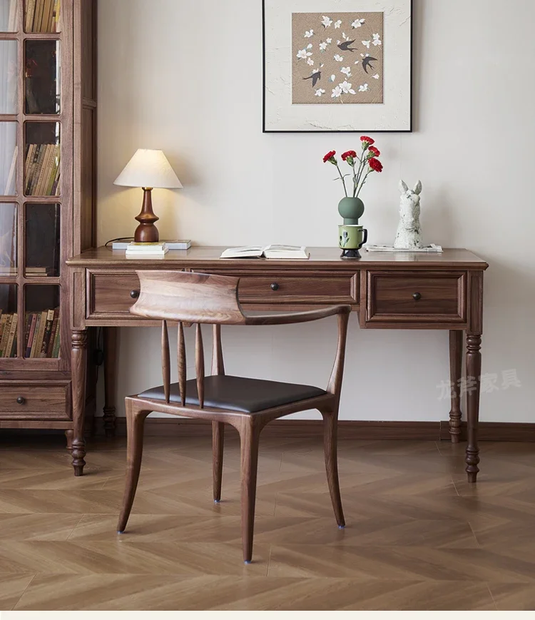 

Североамериканский письменный стол из черного ореха из цельного дерева, американский письменный стол в стиле ретро для спальни