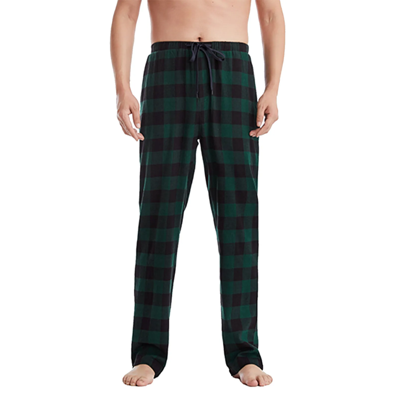 

Mens Comfortable Plaid Design Home Pyjama Pants Warm Light Blue Check Home Pants Autumn Winter Sleep Bottoms Male Sweatpants