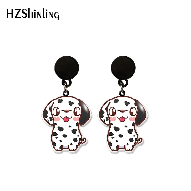 2023 New Cartoon Dogs Dalmatian Akita Pattern Acrylic Dangle Drop Earrings Resin Epoxy Ear Fashion Jewelry