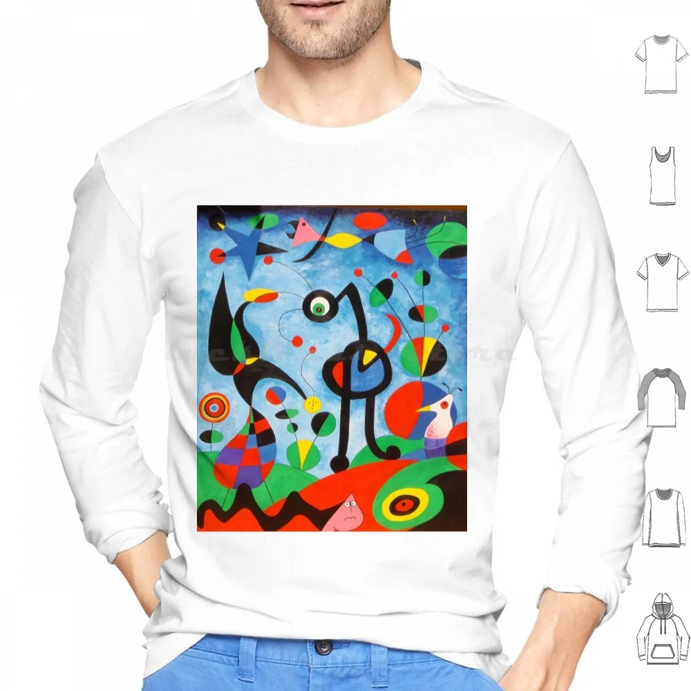 Miro Art Hoodie cotton Long Sleeve Joan Mirò Painter Colors Love Passion Surrealism Artist Black White Yellow Red Man Woman