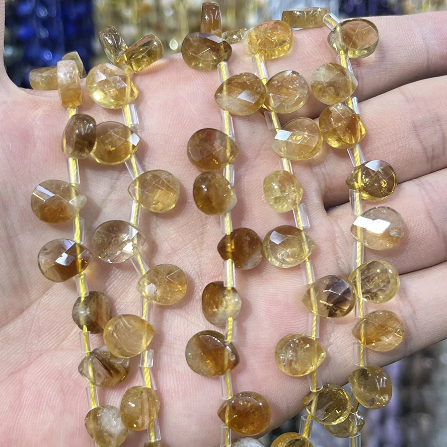

Натуральный цитрин, капли воды, хрустальные бусины, граненая секция, ручная работа для изготовления ювелирных изделий, ожерелье, браслет, 15 дюймов, 8x10 мм