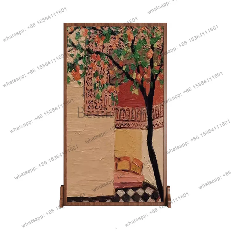 French medieval solid wood screen partition household living room decoration mobile home