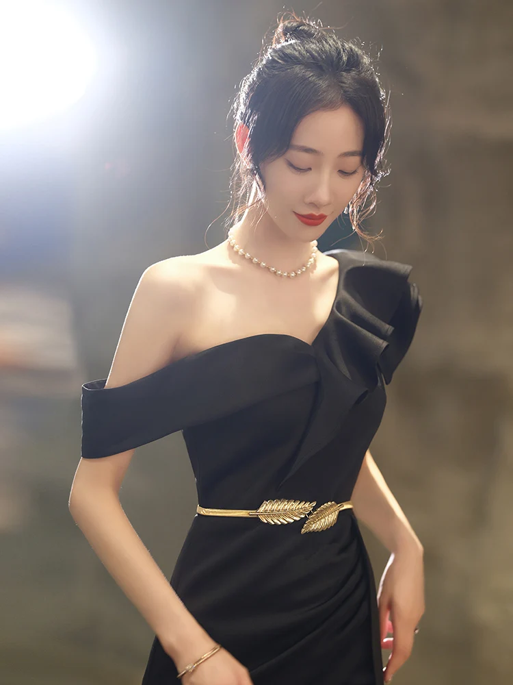 

Ele Bla Evening Gown Women's Sexy Fi Tail Dr Important Ocns Host Long A-Line Skirt mid Waist Zipper Sle