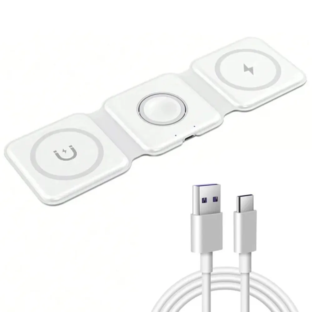 

Professional Foldable 3 in 1 Charging Station Magnetic Portable Wireless Charger Charger Stand Travel