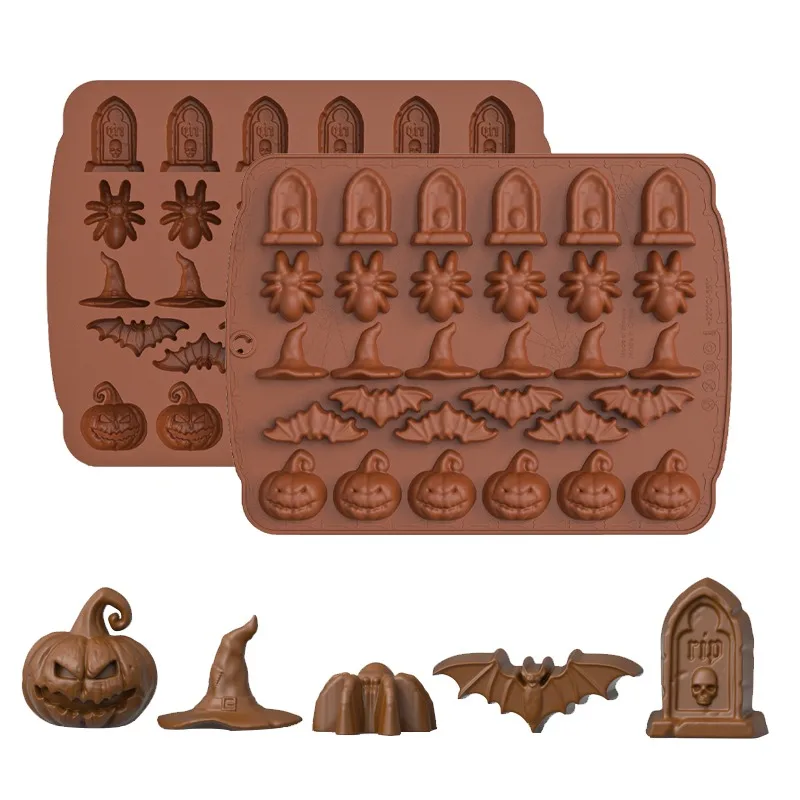 Novedad calabaza cráneo Halloween silicona molde para cubitos de hielo DIY galleta pastel caramelo Chocolate molde para hornear fiesta whisky cocina