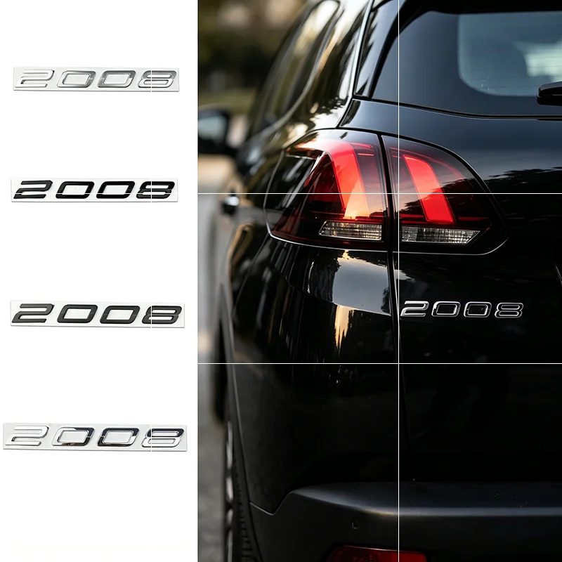 Car ABS Rear Trunk Emblem Sticker for Peugeot 2008 5008 New Logo Auto Tail Box Displacement Hood Cover Badge Decals Accessories