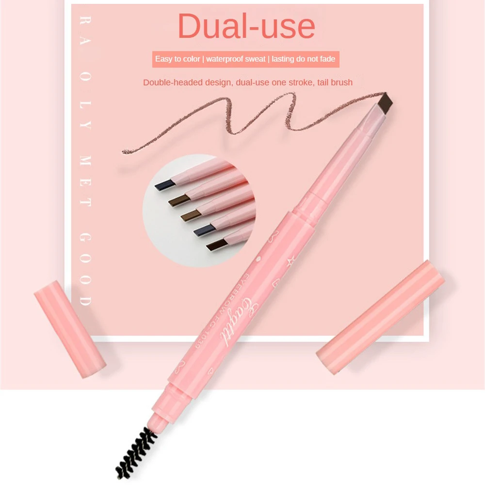 Matita per sopracciglia a doppia estremità rosa impermeabile non sbavatura Enhancer Tint Pen trucco con penna per tatuaggio per sopracciglia con chiusura a colori a lunga durata