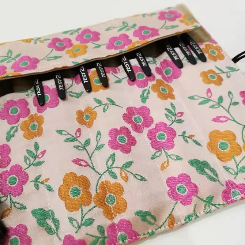 Handmade Blue Rolling Pen Curtain Large Capacity Pen Bag Stationery Storage Bag Pen Bag Portable Rolling Curtain