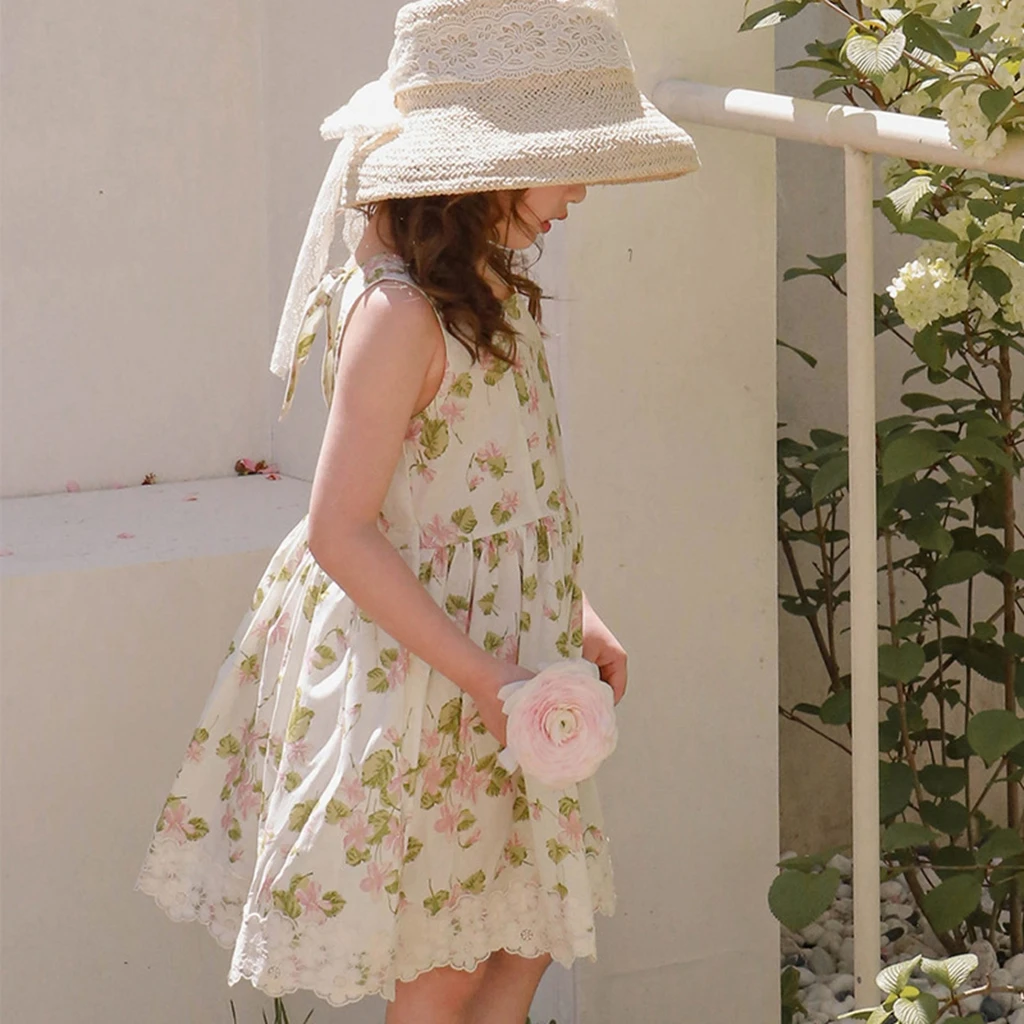 Children's Clothes Girls Floral Halter Dress Korean Summer 2026 Fresh Ins Elegant Flower Girl Halter Dress in Stock