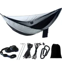 Camping Hammock with Mosquito Net Portable Parachute 6 Ring Strap Double Travel Hammock,outdoor Backpacking Hammock Swing Chair