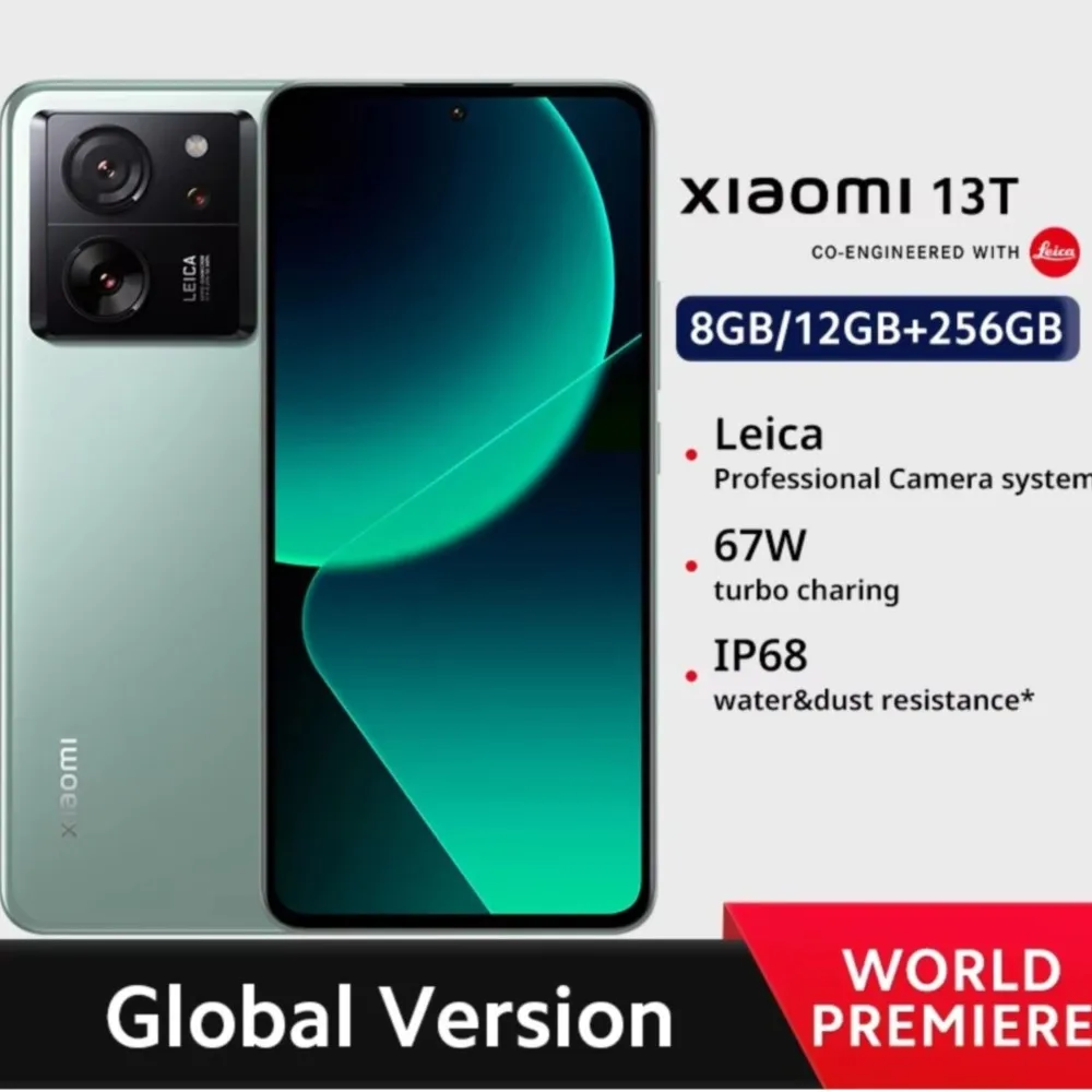 [World Premiere] Xiaomi 13T Global Version 50MP Leica Camera IP68 144Hz AMOLED Display MTK Dimensity 8200-Ultra 67W charing